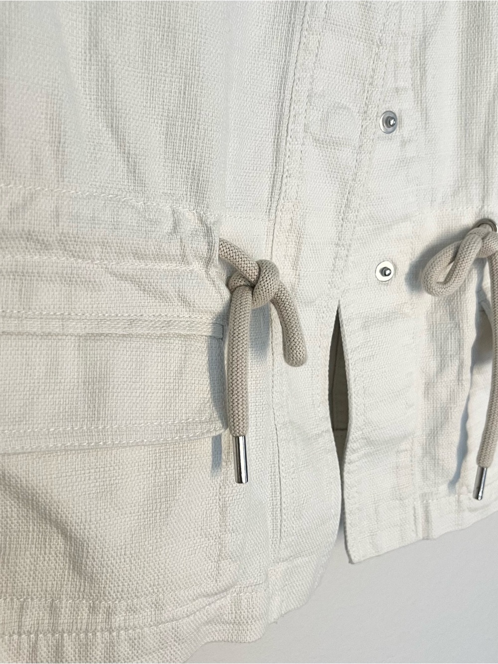Ann Taylor Women's Cream Drawstring Utility Jacket M - Picture 2 of 6